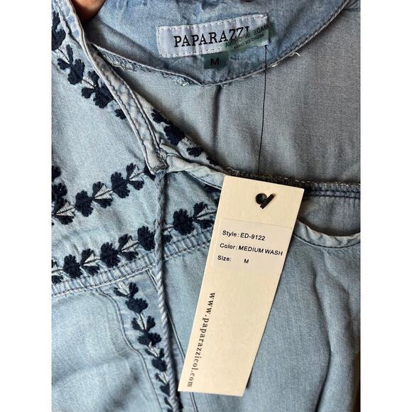 Paparazzi Light Blue Denim Sleeveless Dress Size M - Picture 5 of 6